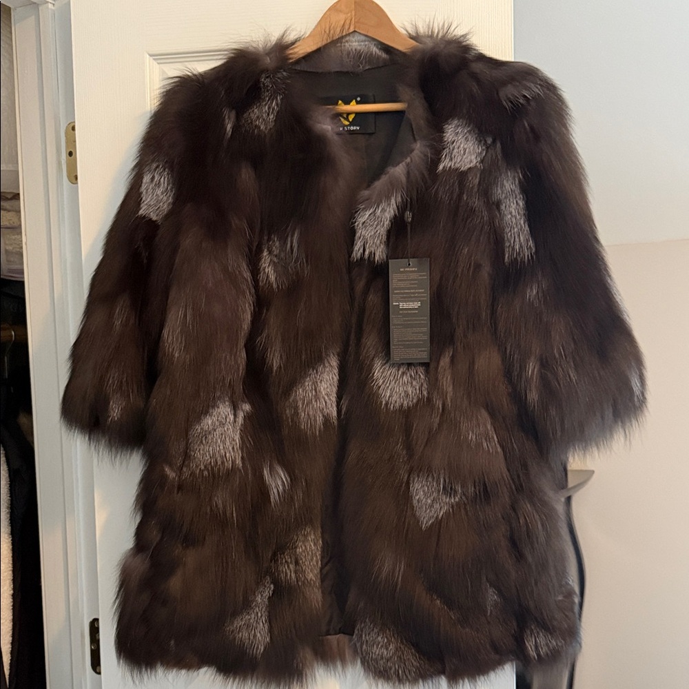 Luxurious Brown and Gray Fur Coat